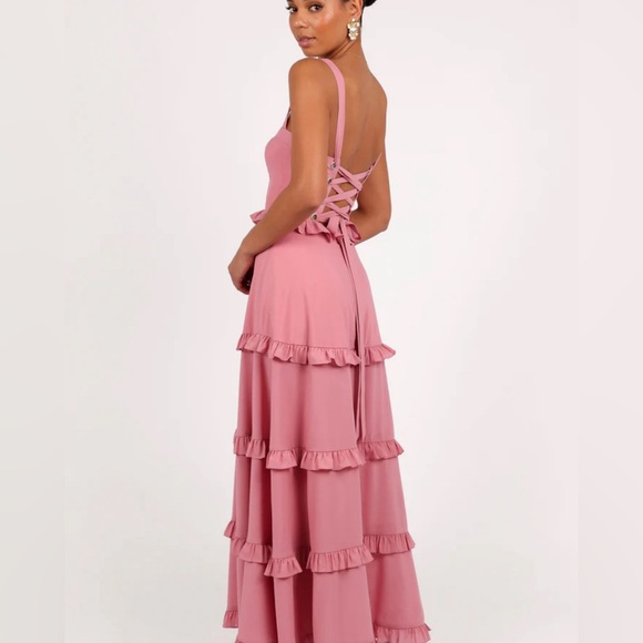 Mauve tiered corset maxi dress medium - Picture 5 of 6